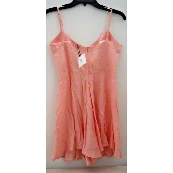 ZARA 7385/143/620 Women's XS Pink Banana Print Spaghetti Strap Romper - Picture 2 of 10